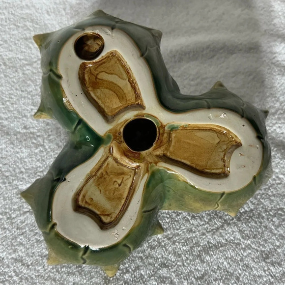 Vintage Ceramic Cardinal On  Poinsettia 3 Bowl Serving Dish - Picture 8 of 11